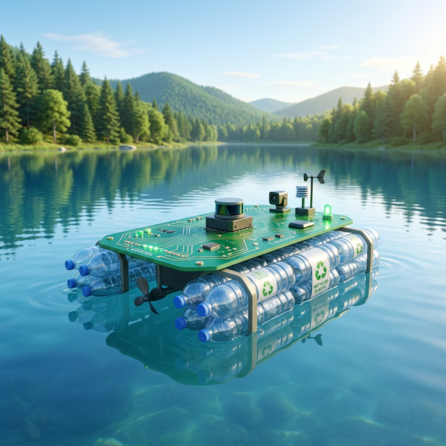 EcoBottle Boat floating on water